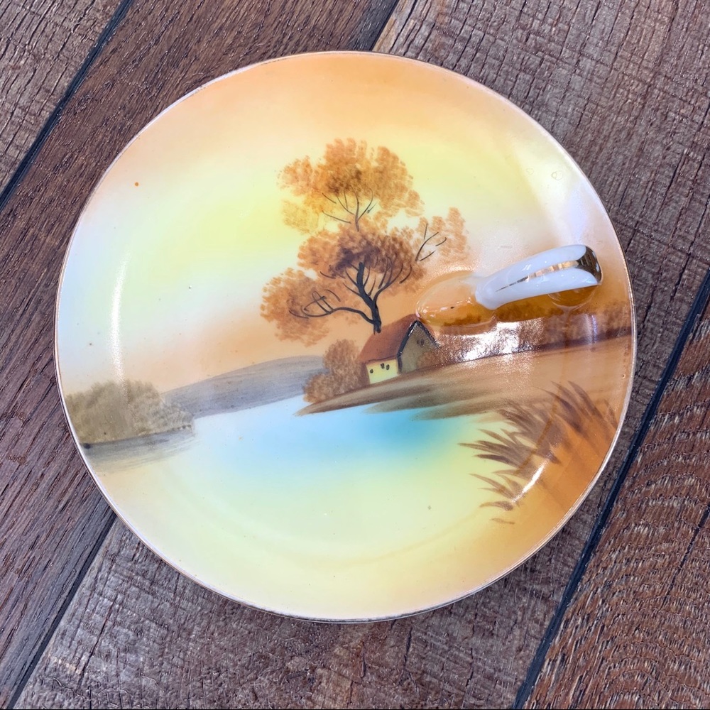 Vintage Noritake handpainted ceramic candle plate